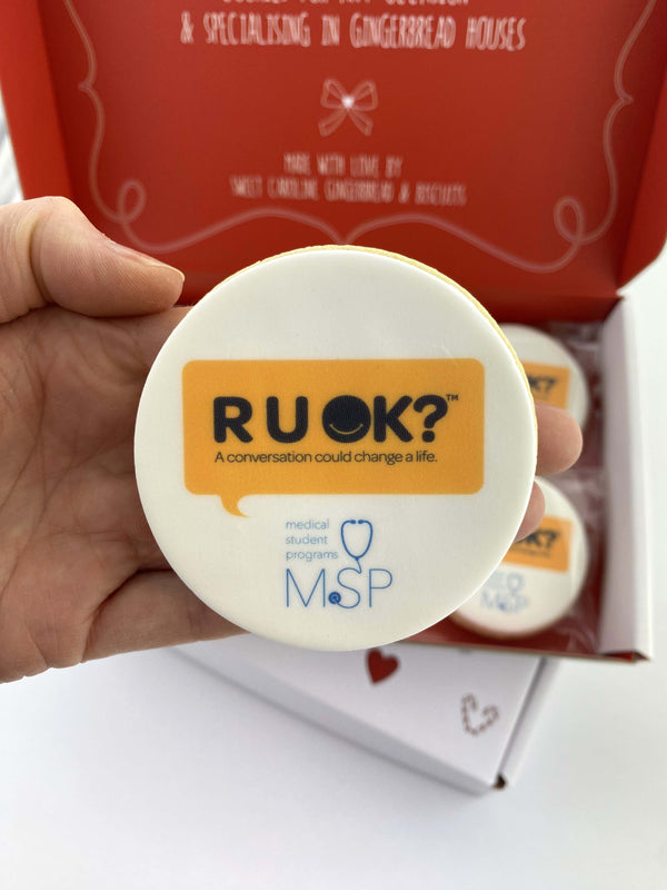 Gluten Free + Vegan Custom Logo R U OK? Cookies