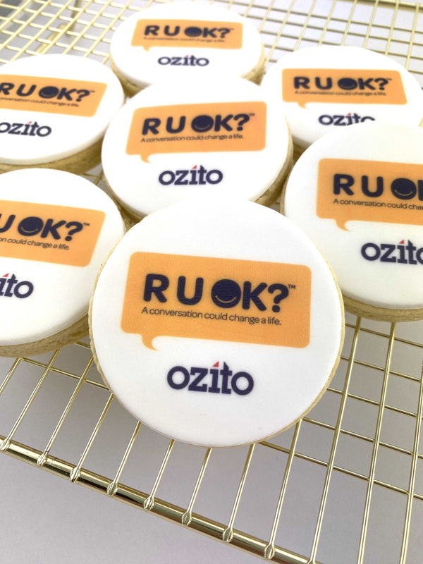 Gluten Free + Vegan Custom Logo R U OK? Cookies